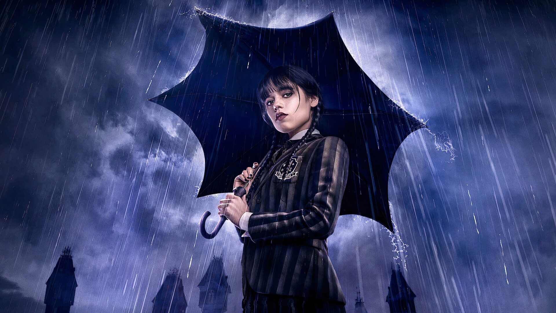 Mercoledì Addams Netflix poster con ombrello